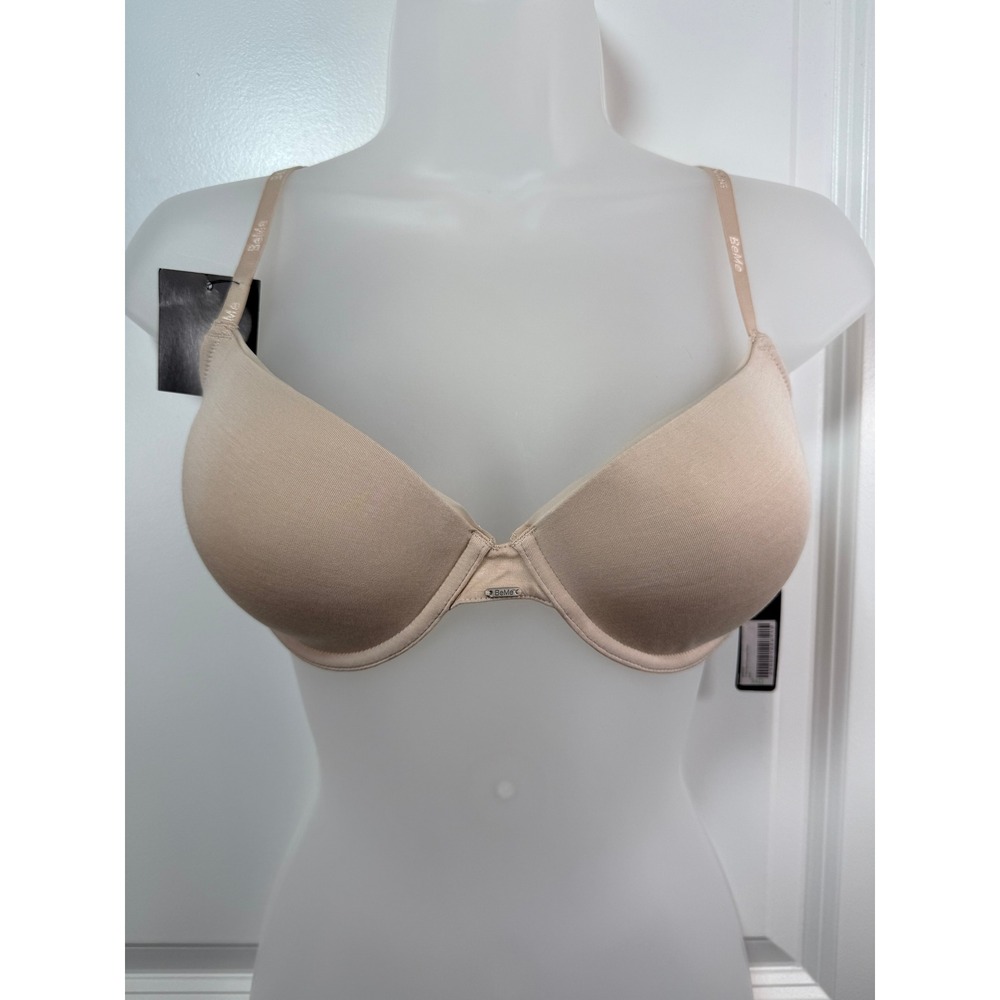 NWT BeMe New York Womens Nude T-Shirt Demi Bra 34D Underwire Loungewear Neutral